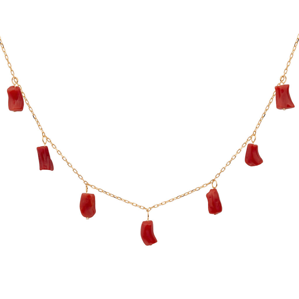 Collar Adalia concept Lanzarote oro de 18 quilates con corales
