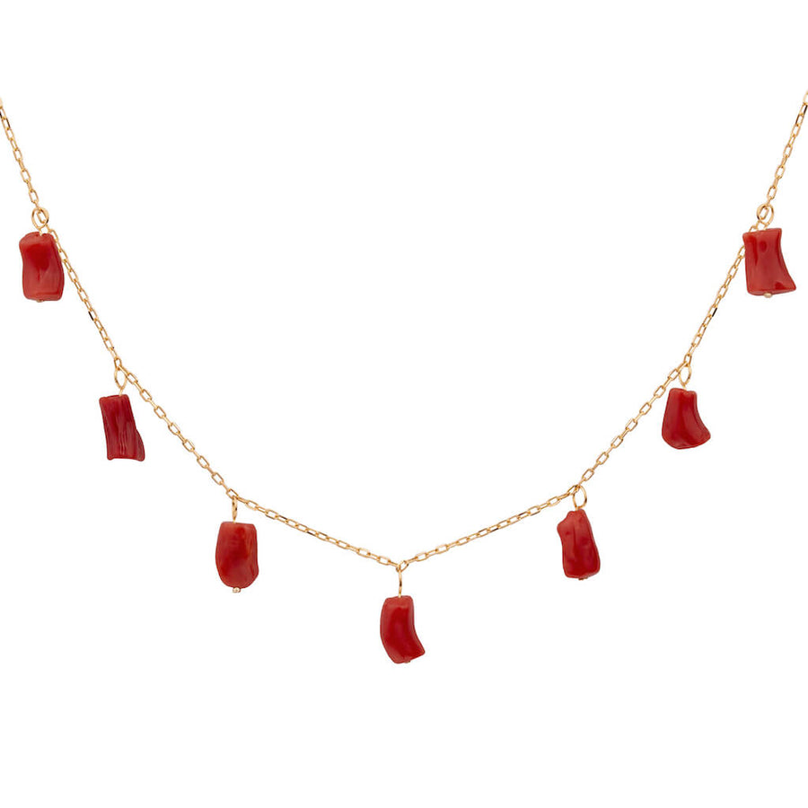 Collar Adalia concept Lanzarote oro de 18 quilates con corales
