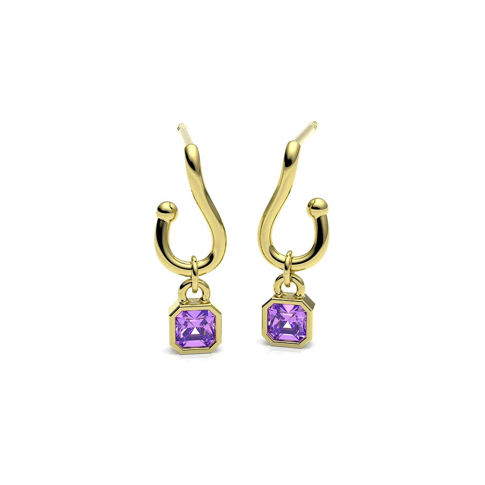 Pendientes Anzuelo adalia oro 9 quilates amatista