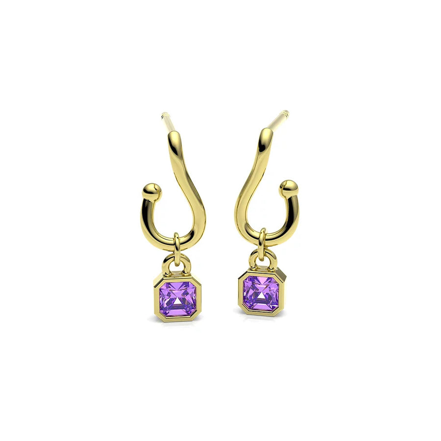 Pendientes Anzuelo adalia oro 9 quilates amatista